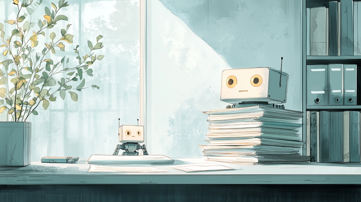 Eine minimalistische New Yorker-Style Illustration, die den Weg in eine digitale Zukunft symbolisiert